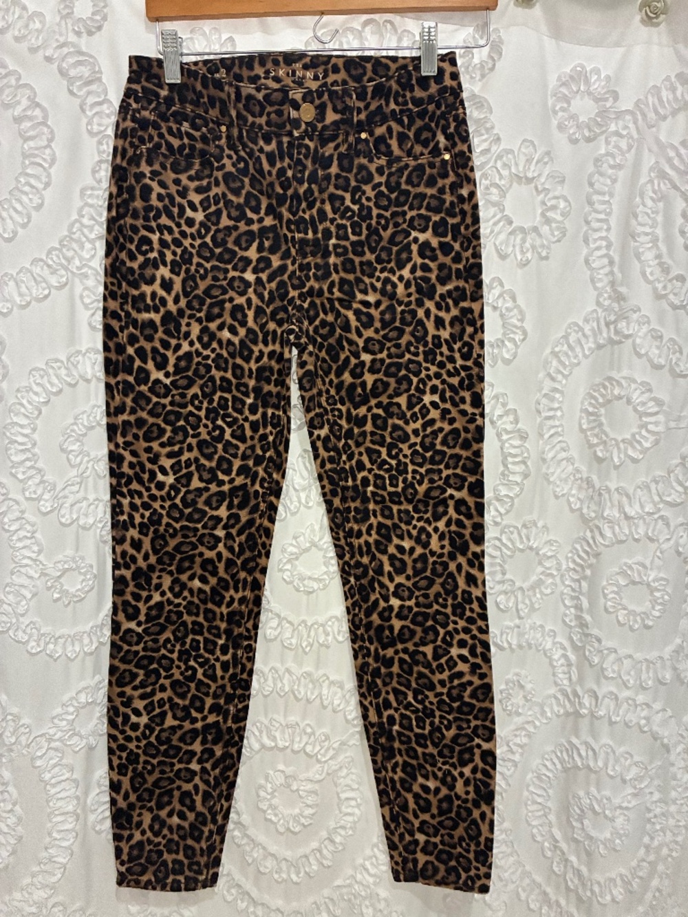 WHBM leopard skinny jeans, size 2